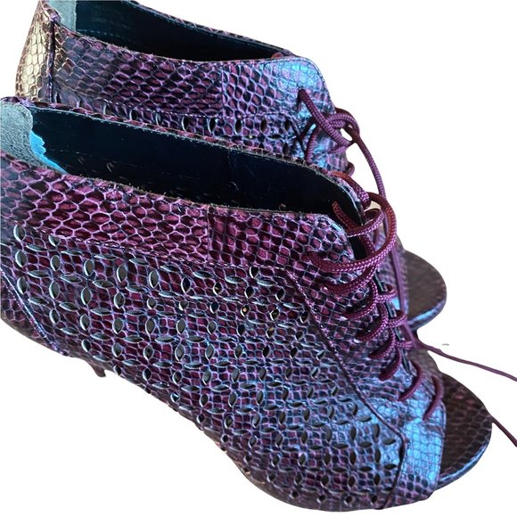 (2 for $45) Leather Burgundy Sexy Lace-Up Shoes - Picture 7 of 7